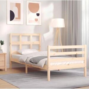vidaXL Bed Frame 90x200cm - Rustic Wooden Bed with Headboard vidaXL Bed Frame 90x200cm - Rustic Wooden Bed with Headboard