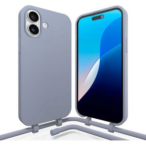 Coverzs - iPhone 16 Silicone Case - Blauw - Met Koord - Phone Case Coverzs - iPhone 16 Silicone Case - Blauw - Met Koord - Phone Case