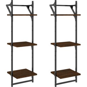 vidaXL Vegghyller med Staver - 3-etasj eikehyller vidaXL Vegghyller med Staver - 3-etasj eikehyller