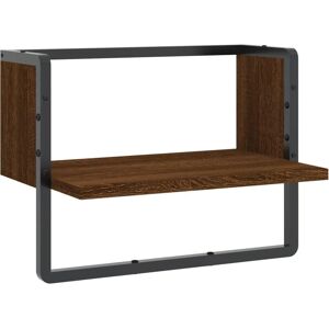 vidaXL Brown Oak Wall Shelf with Bar 40x25x30 cm - Wall Shelf vidaXL Brown Oak Wall Shelf with Bar 40x25x30 cm - Wall Shelf