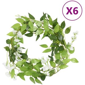 vidaXL Witte Kunstbloemen Girlanden - Decoratie 6 stuks vidaXL Witte Kunstbloemen Girlanden - Decoratie 6 stuks