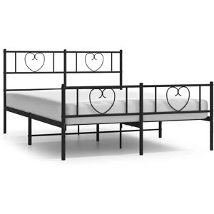 vidaXL Bed Frame with Headboard and Footboard - Black - Bed Frame vidaXL Bed Frame with Headboard and Footboard - Black - Bed Frame