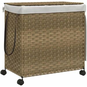 vidaXL Tøynett med hjul - 60x35x60,5 cm - Rattan brun - Laundry Basket vidaXL Tøynett med hjul - 60x35x60,5 cm - Rattan brun - Laundry Basket