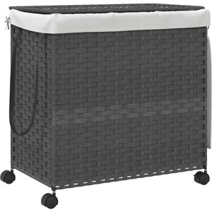 vidaXL Wäschekorb mit Rollen Grau - 60x35x60.5cm - Rattan - Wäschekorb vidaXL Wäschekorb mit Rollen Grau - 60x35x60.5cm - Rattan - Wäschekorb