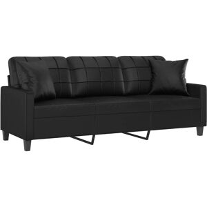 vidaXL Canapé 3 Places Cuir Synthétique Noir 180cm - Canapé vidaXL Canapé 3 Places Cuir Synthétique Noir 180cm - Canapé