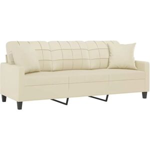 vidaXL Canapé 3 places en cuir synthétique crème - Canapé vidaXL Canapé 3 places en cuir synthétique crème - Canapé