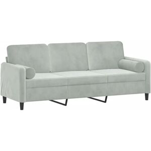 Canapé 3 Places en Velours Gris Clair - Sofa Canapé 3 Places en Velours Gris Clair - Sofa