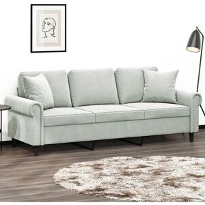 vidaXL Canapé 3 places gris clair en velours - Canapé vidaXL Canapé 3 places gris clair en velours - Canapé