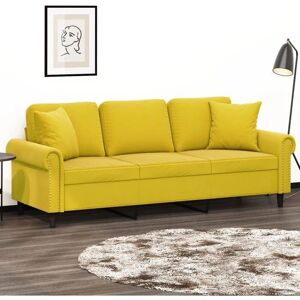 Canapé Velours Jaune 3 Places vidaXL - Canapé Canapé Velours Jaune 3 Places vidaXL - Canapé