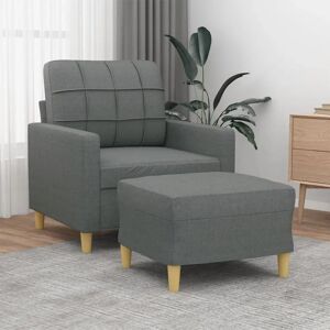 Fauteuil en Tissu Gris Sombre avec Ottoman - vidaXL - Publicité Fauteuil en Tissu Gris Sombre avec Ottoman - vidaXL - Publicité