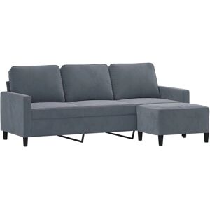 vidaXL 3-personers Velour Sofa med Fodskammel - Sofa vidaXL 3-personers Velour Sofa med Fodskammel - Sofa