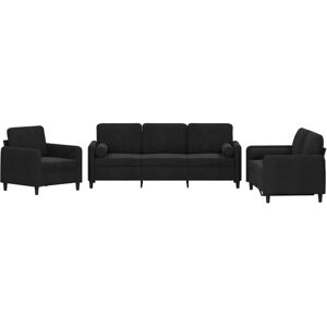 VidaXL 3201959 stue-møbel sæt - Sofa, Puder, Sort Fløjl VidaXL 3201959 stue-møbel sæt - Sofa, Puder, Sort Fløjl