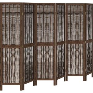 vidaXL 6 pcs Room Divider Dark Brown Solid Wood Paulownia - Room Divider vidaXL 6 pcs Room Divider Dark Brown Solid Wood Paulownia - Room Divider