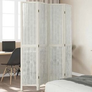 vidaXL Room Divider 4 Panels White Solid Wood Paulownia - Room Divider vidaXL Room Divider 4 Panels White Solid Wood Paulownia - Room Divider