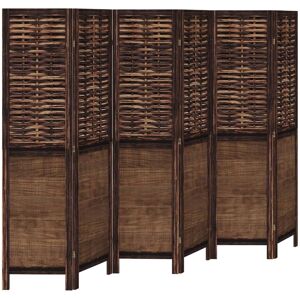 vidaXL Room Divider 6 Panels Privacy Screen Dark Brown Solid Wood Paulownia vidaXL Room Divider 6 Panels Privacy Screen Dark Brown Solid Wood Paulownia