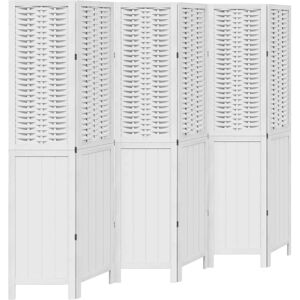 vidaXL Room Divider 6 Panels White Solid Wood Paulownia - Room Divider vidaXL Room Divider 6 Panels White Solid Wood Paulownia - Room Divider