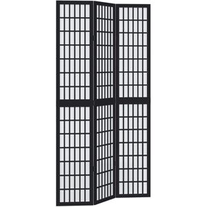 vidaXL Black Solid Wood 3-Panel Room Divider - Room Divider vidaXL Black Solid Wood 3-Panel Room Divider - Room Divider