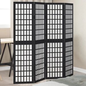 vidaXL Black 4-Piece Solid Wood Room Divider - Office Privacy Screen vidaXL Black 4-Piece Solid Wood Room Divider - Office Privacy Screen