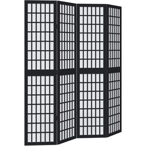 vidaXL Black Solid Wood 4-Panel Room Divider - Room Divider vidaXL Black Solid Wood 4-Panel Room Divider - Room Divider