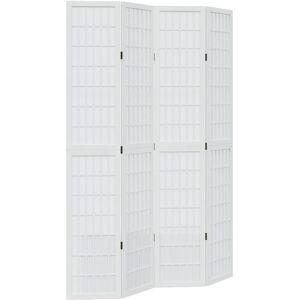 vidaXL White 4-Panel Solid Wood Room Divider - Room Divider Panels vidaXL White 4-Panel Solid Wood Room Divider - Room Divider Panels