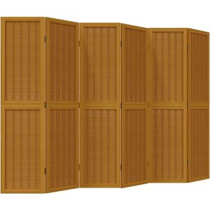 vidaXL Brown 6-Panel Solid Wood Room Divider - Office Privacy Screen vidaXL Brown 6-Panel Solid Wood Room Divider - Office Privacy Screen