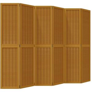 vidaXL 6 pcs. Room Divider Brown Solid Wood Paulownia - Room Divider vidaXL 6 pcs. Room Divider Brown Solid Wood Paulownia - Room Divider