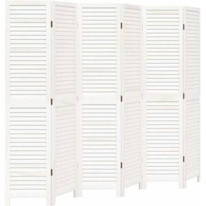 vidaXL 6 Panel Room Divider - White Solid Wood Paulownia vidaXL 6 Panel Room Divider - White Solid Wood Paulownia