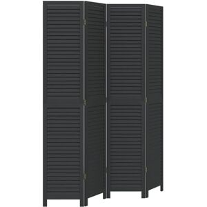 vidaXL 4-Panel Room Divider Black Solid Wood Paulownia vidaXL 4-Panel Room Divider Black Solid Wood Paulownia