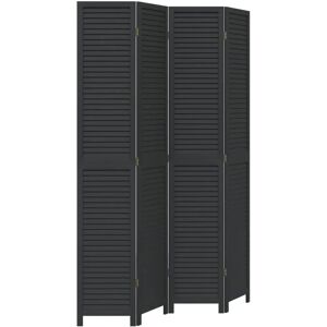 vidaXL 4-Panel Room Divider Black Solid Wood Paulownia - Room Divider vidaXL 4-Panel Room Divider Black Solid Wood Paulownia - Room Divider