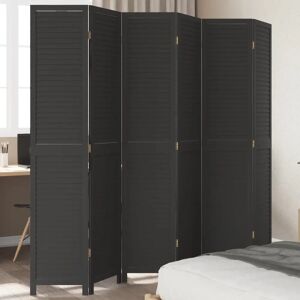 vidaXL 6-Panel Room Divider Solid Wood Paulownia Black vidaXL 6-Panel Room Divider Solid Wood Paulownia Black