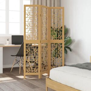 vidaXL Room Divider 3 Panels Brown Solid Wood Paulownia - Room Divider vidaXL Room Divider 3 Panels Brown Solid Wood Paulownia - Room Divider