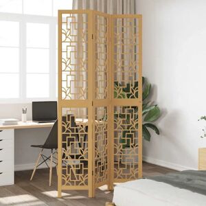 vidaXL Brown Solid Wood 3-Panel Room Divider - Room Divider vidaXL Brown Solid Wood 3-Panel Room Divider - Room Divider