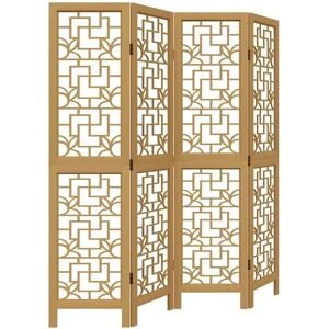 vidaXL 4-Panel Room Divider Brown Solid Wood Paulownia - Room Divider vidaXL 4-Panel Room Divider Brown Solid Wood Paulownia - Room Divider