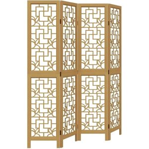 vidaXL 4-Panel Room Divider Brown Solid Wood Paulownia - Room Divider vidaXL 4-Panel Room Divider Brown Solid Wood Paulownia - Room Divider