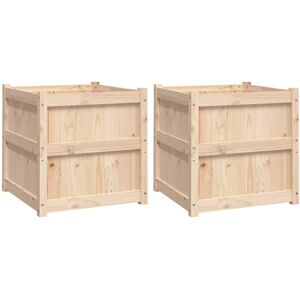 vidaXL Garden Planters 2 pcs Natural Pine - Garden Planters vidaXL Garden Planters 2 pcs Natural Pine - Garden Planters