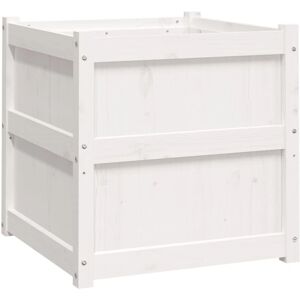 vidaXL Garden Planter White 60x60x60 cm Solid Wood Pine - Garden Planter vidaXL Garden Planter White 60x60x60 cm Solid Wood Pine - Garden Planter