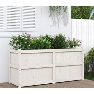 vidaXL Garden Planter White 150x50x70 cm Solid Wood Pine - Garden Planter vidaXL Garden Planter White 150x50x70 cm Solid Wood Pine - Garden Planter