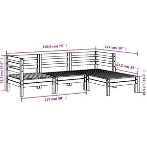 vidaXL Outdoor Furniture Set 838055 - Garden Sofa 3-Seater, White, Modular vidaXL Outdoor Furniture Set 838055 - Garden Sofa 3-Seater, White, Modular