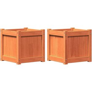 vidaXL Garden Planters 2 pcs Wax Brown Solid Wood Pine - Garden Planters vidaXL Garden Planters 2 pcs Wax Brown Solid Wood Pine - Garden Planters