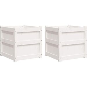 vidaXL Garden Planters 2 pcs White Solid Wood Pine - Garden Planters vidaXL Garden Planters 2 pcs White Solid Wood Pine - Garden Planters