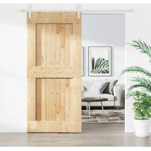 vidaXL Solid Pine Wood Sliding Door with Hardware - Interior Barn Door vidaXL Solid Pine Wood Sliding Door with Hardware - Interior Barn Door