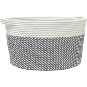 vidaXL Aufbewahrungskorb Grau Weiss Baumwolle Ø40x25 cm vidaXL Aufbewahrungskorb Grau Weiss Baumwolle Ø40x25 cm
