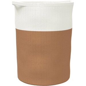 vidaXL Aufbewahrungskorb Braun Weiß Ø49x65cm Baumwolle vidaXL Aufbewahrungskorb Braun Weiß Ø49x65cm Baumwolle