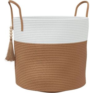 vidaXL Aufbewahrungskorb Braun Weiß Ø40x35 cm Baumwolle - Aufbewahrungskorb vidaXL Aufbewahrungskorb Braun Weiß Ø40x35 cm Baumwolle - Aufbewahrungskorb