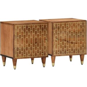 vidaXL Natborde 2 stk Mango Træ - Natbord, Sidebord, Massivt træ vidaXL Natborde 2 stk Mango Træ - Natbord, Sidebord, Massivt træ