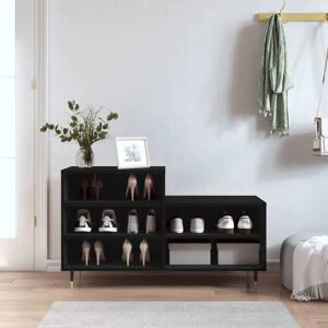 vidaXL Black Shoe Cabinet - Shoe Storage Shelf - Engineered Wood vidaXL Black Shoe Cabinet - Shoe Storage Shelf - Engineered Wood