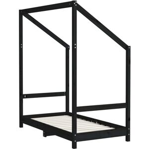 vidaXL Kids Bed Black Pine Wooden Frame - Kids Bed Type vidaXL Kids Bed Black Pine Wooden Frame - Kids Bed Type