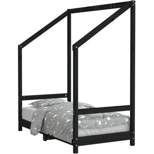 vidaXL Kinderbett Schwarz 70x140cm Massivnes Kiefernholz - Kinderbett vidaXL Kinderbett Schwarz 70x140cm Massivnes Kiefernholz - Kinderbett