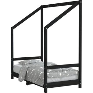 vidaXL Kinderbett Schwarz Kiefer - Kinderbettgestell für 80x160 cm Matratze vidaXL Kinderbett Schwarz Kiefer - Kinderbettgestell für 80x160 cm Matratze