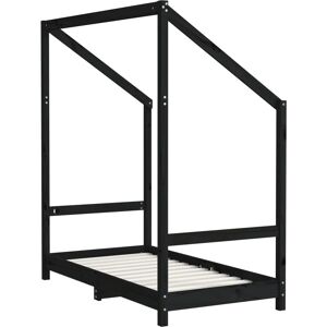 vidaXL Kids Bed Frame Black 80x160 cm Wooden Bedstead Children vidaXL Kids Bed Frame Black 80x160 cm Wooden Bedstead Children